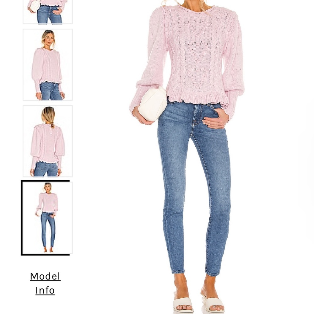 🆕LoveShackFancy Calantha Pullover Sweater Cherry Blossom Bubble Gum Baby Pink